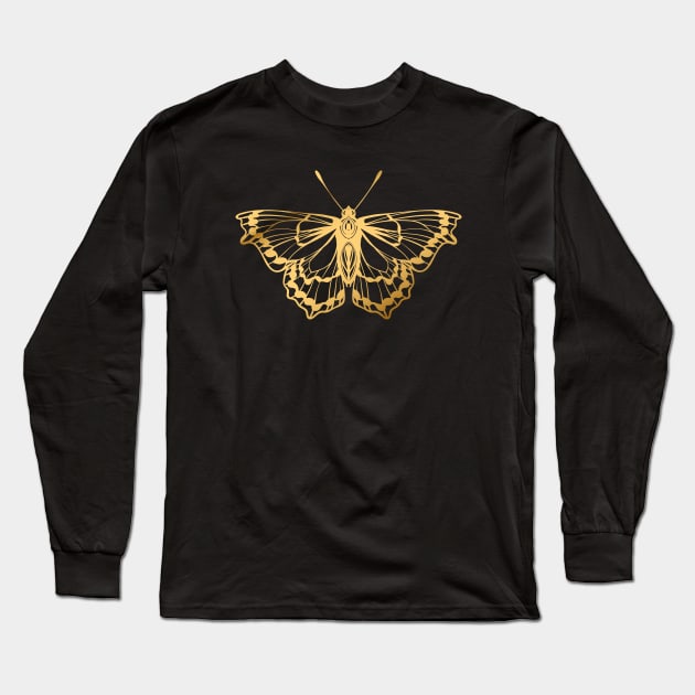 Gold butterfly Long Sleeve T-Shirt by OKUR Creative
